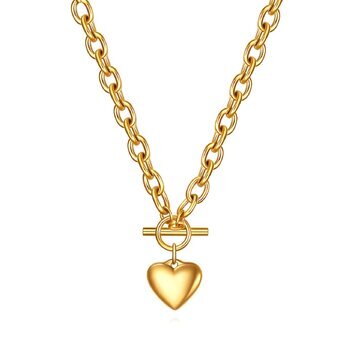 Collar "Corazón", acero inoxidable chapado en oro de 18 K